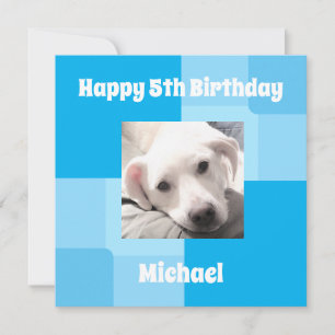 Cute Hund Photo 5th Birday Blue Julkort