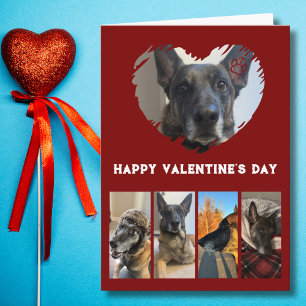 Cute Hund Photo Collage, enkel Red Valentine Day Kort