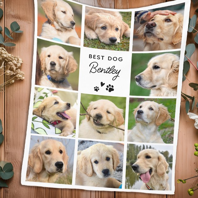 Cute Hund Photo Collage Personlig Simple Bild Fleecefilt (Skapare uppladdad)