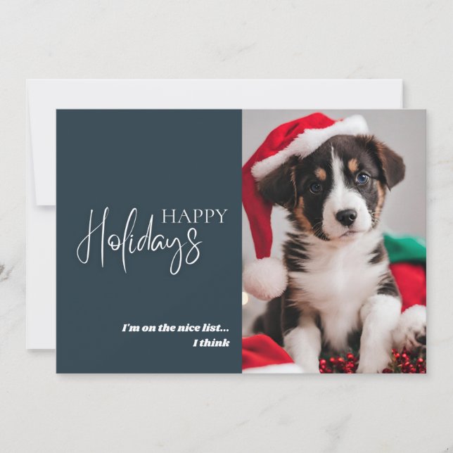 Cute Hund Photo Helgdag Card Julkort (Framsida)