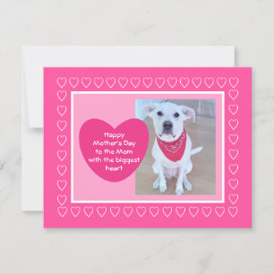Cute Hund Photo lycklig med Hearts Rosa Julkort