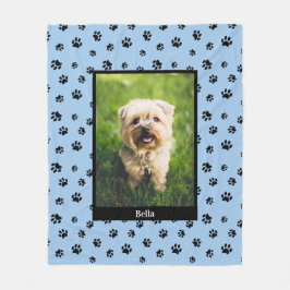 Cute Hund Photo Namn Black Tass avtryck Mönster Bl Fleecefilt