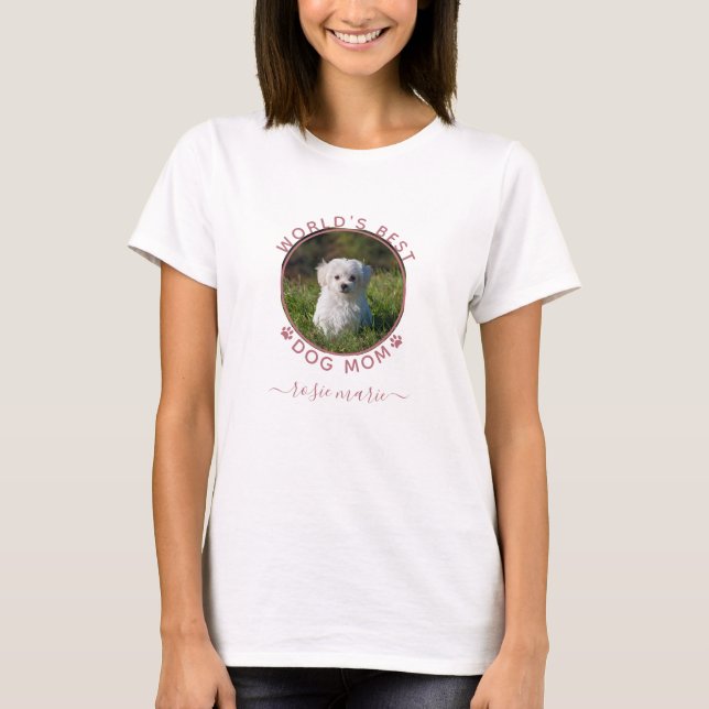 Cute Hund Photo Namn Rosa Tass avtryck Personlig T Shirt (Framsida)