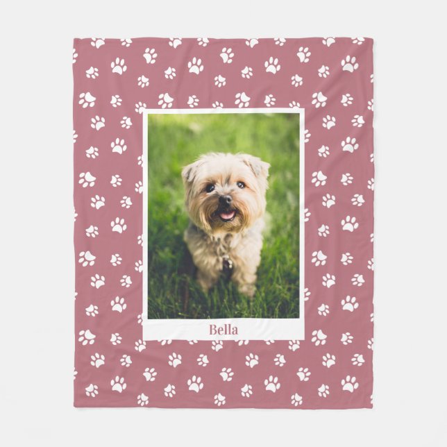 Cute Hund Photo Namn White Tass avtryck Ro Guld Fleecefilt (Framsidan)