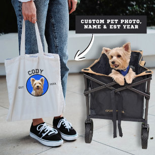 Cute Hund Photo Pet Namn EST Date Typography Tygkasse