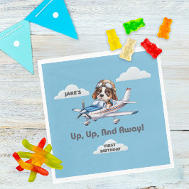 Cute Hund Pilot &Cessna Flygplan,Resa,Första födel Pappersservett