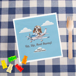 Cute Hund Pilot &Cessna Flygplan,Resa,Första födel Pappersservett