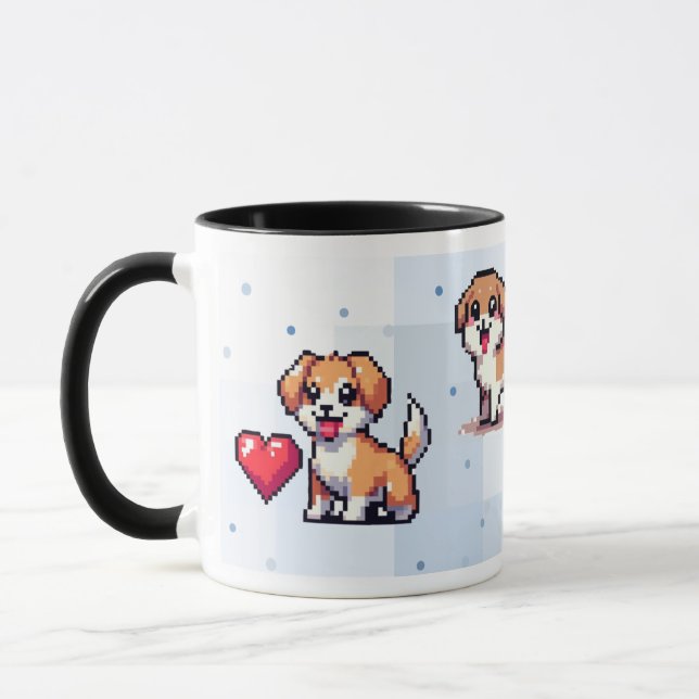 Cute hund pixel art mugg perfekt för hundälskare! (Vänster)