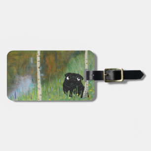 Cute Hund Pug Gustav Klimt Forest Bagagebricka