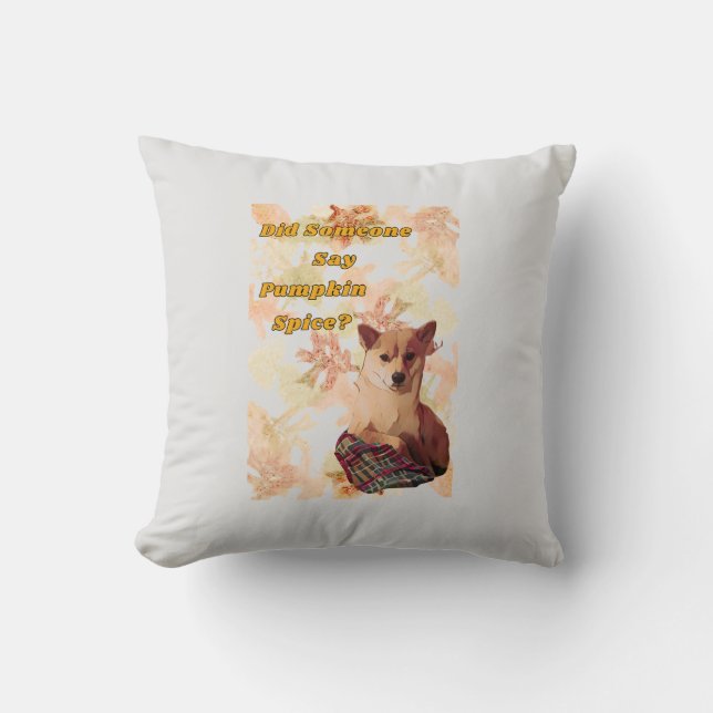 Cute Hund Pumpkin Spice Accent Pillow Kudde (Framsida)