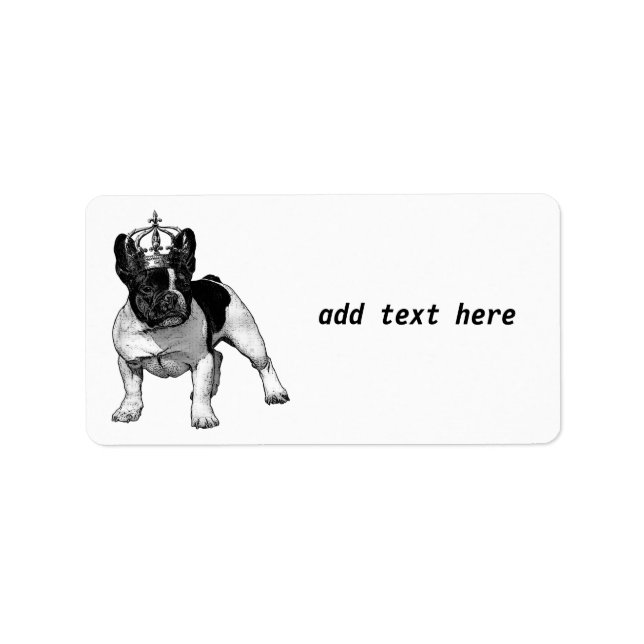 Cute Hund Puppy Boston Terrier W/Krona BW Adressetikett (Framsidan)