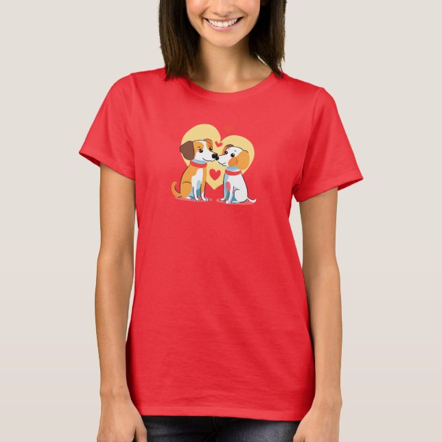 Cute Hund Puppy Heart Valentindagen Galentine T Shirt (Framsida)