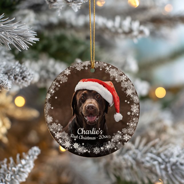 Cute Hund Puppy Pet Första julfoto Snowflake Julgransprydnad Keramik (Skapare uppladdad)