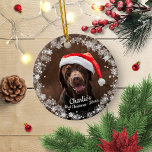 Cute Hund Puppy Pet Första julfoto Snowflake Julgransprydnad Keramik<br><div class="desc">Cute Hund Puppy Pet First jul Photo Snowflake Ceramic Ornamic</div>