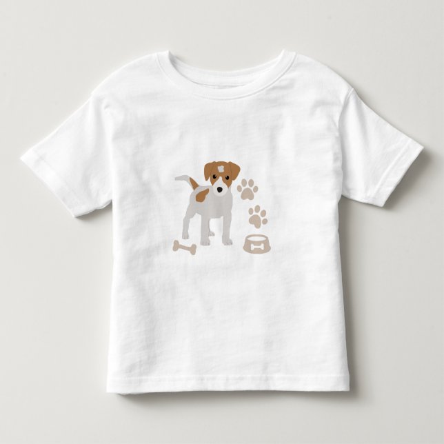 Cute Hund Puppy Tass avtryck Mönster T Shirt (Framsida)