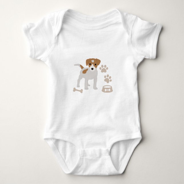 Cute Hund Puppy Tass avtryck Mönster T Shirt (Framsida)