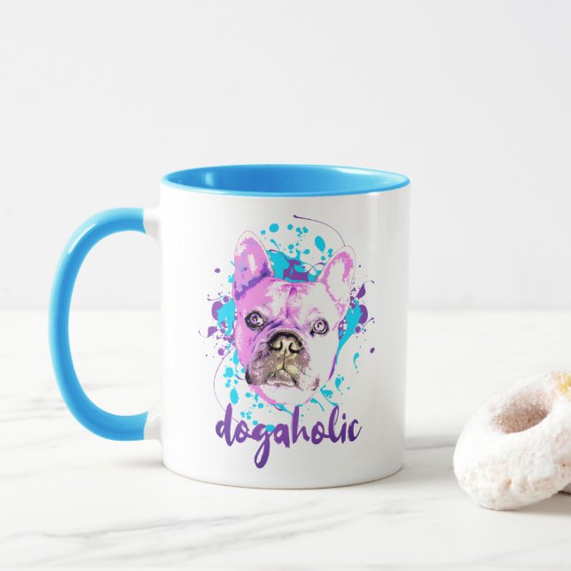 Cute Hund Rosa Blue Dogahol Mugg (Med munk)