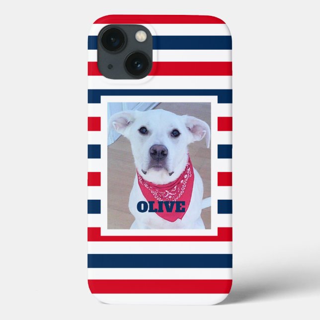 Cute Hund Rött vitt blått Rand Patriotic Photo (Baksida)