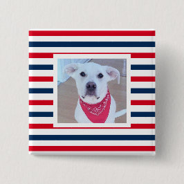 Cute Hund Rött vitt blått Rand Patriotic Photo Knapp