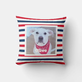 Cute Hund Rött vitt blått Rand Patriotic Photo Kudde