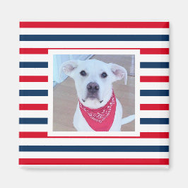 Cute Hund Rött vitt blått Rand Patriotic Photo Magnet