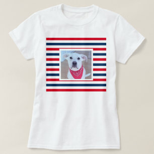 Cute Hund Rött vitt blått Rand Patriotic Photo T Shirt