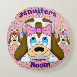 Cute Hund Round Pillow Rund Kudde