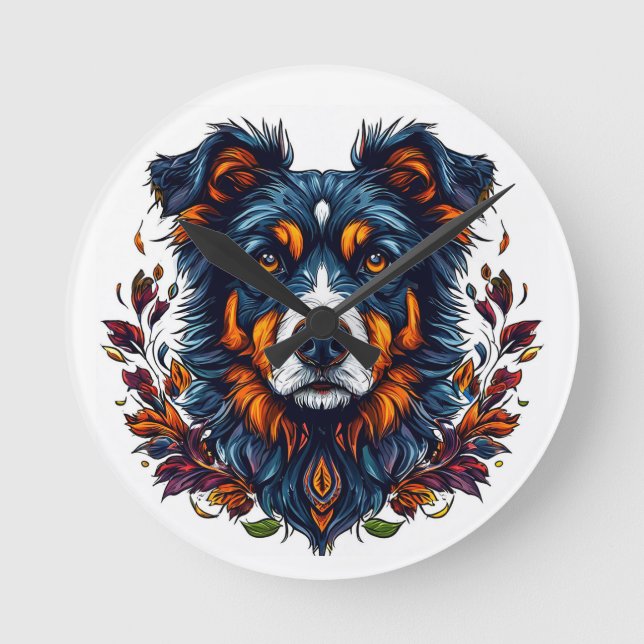 Cute Hund Rund Klocka (Framsida)