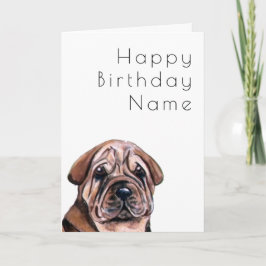 Cute Hund Shar Pei Art Deco Birthday Kort