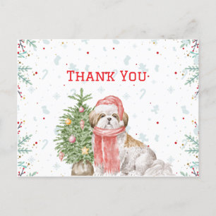 Cute Hund Shihtzu Santa Cap-Tacken Helg Vykort