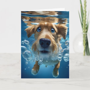 Cute Hund simming Undervatten Tom Hälsning Kort