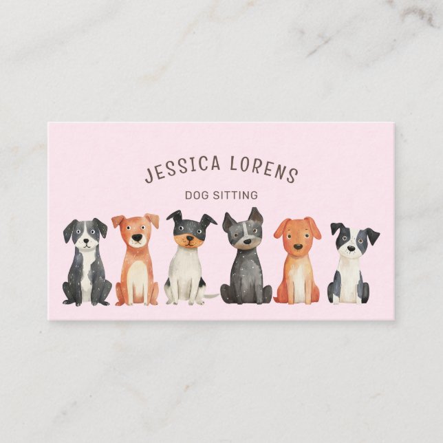 Cute Hund Sitter Pet Groomer Veterinär Puppy Visitkort (Framsida)