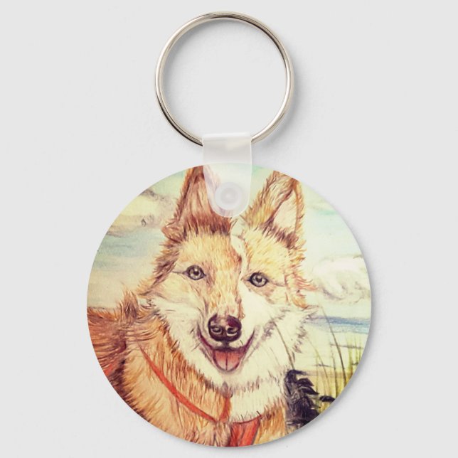Cute Hund Sketch Nyckelring (Framsida)