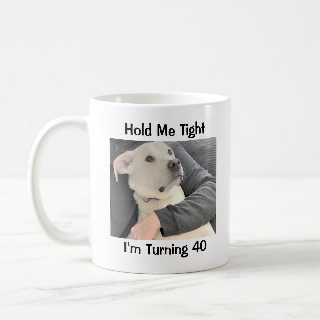 Cute Hund Skrämt av Turning 40 Fågeldag Kaffemugg (Vänster)