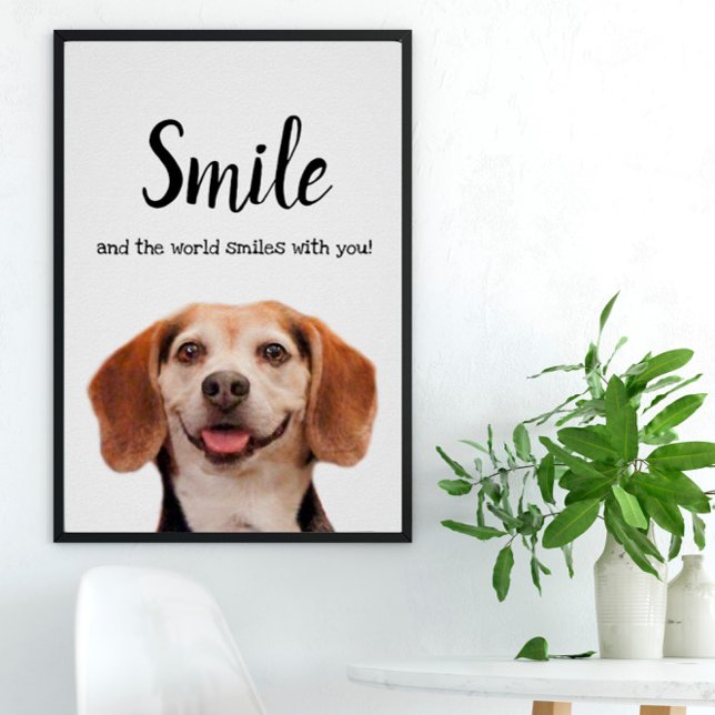 Cute Hund Smiling Photo Smile Quote Beagle Poster (Skapare uppladdad)