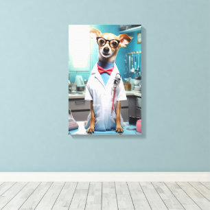 Cute Hund som fungerar som Doktor Canvastryck