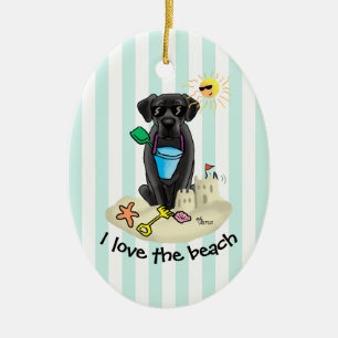 Cute Hund - Sommarbussen Black Labrador Retriever Julgransprydnad Keramik
