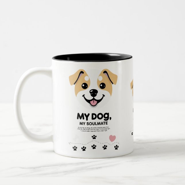 Cute Hund Soulmate Mugg - Roligt & Lycklig Pet Vib (Vänster)