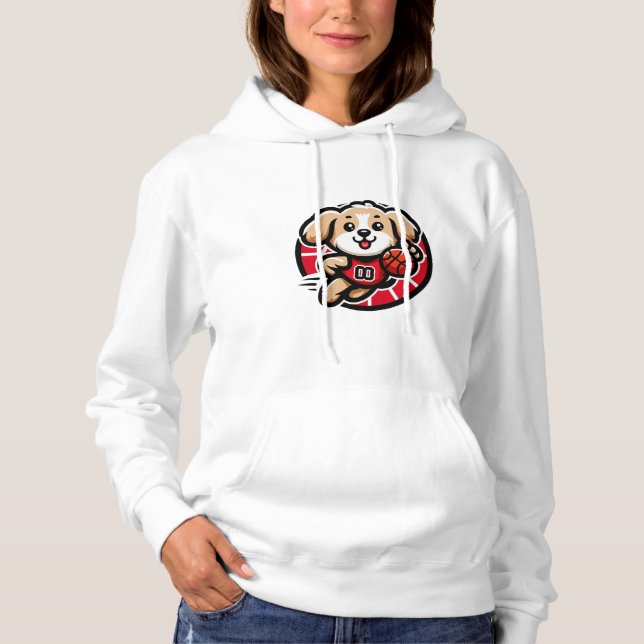 Cute hund spelar basket t shirt (Framsida)