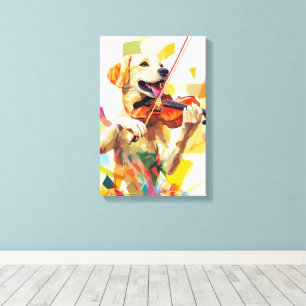 Cute Hund spelar en fiolin Canvastryck