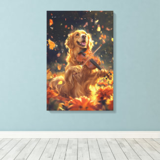 Cute Hund spelar en fiolin Canvastryck
