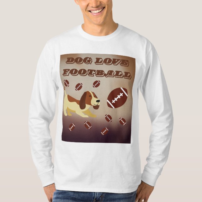 Cute Hund spelar fotboll T Shirt (Framsida)