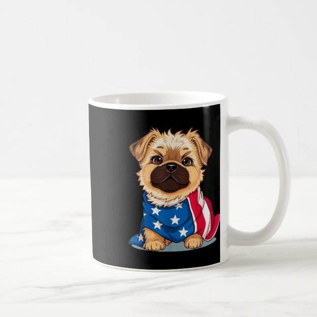 Cute Hund Summer Flagga US Memorial Day Kaffemugg (Höger)