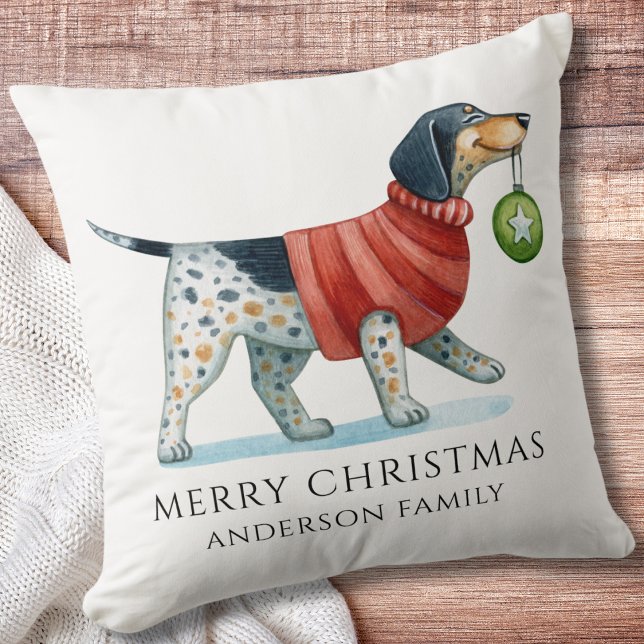 Cute Hund Sweater Watercolor jul Kudde (Skapare uppladdad)