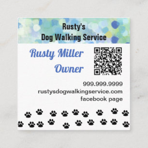 Cute Hund Tassar Bones Pet Service QR Fyrkantigt Visitkort