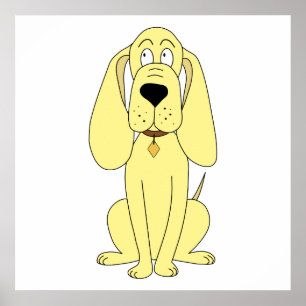 Cute Hund-Tecknad. Gult Hound. Poster