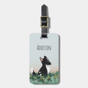 Cute Hund-Tecknad med blommor-barn Bagagebricka