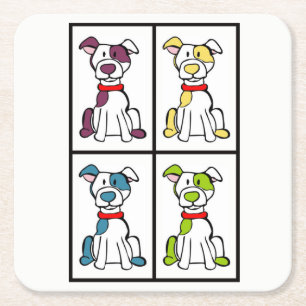 Cute Hund Teckning - Bully Breed Underlägg Papper Kvadrat