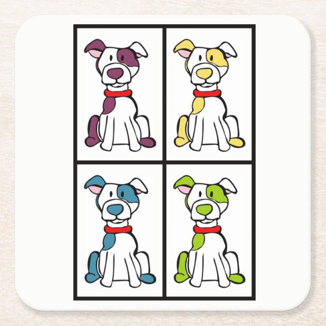 Cute Hund Teckning - Bully Breed Underlägg Papper Kvadrat (Framsidan)