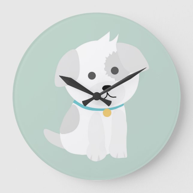 Cute Hund Teckning Stor Klocka (Framsida)